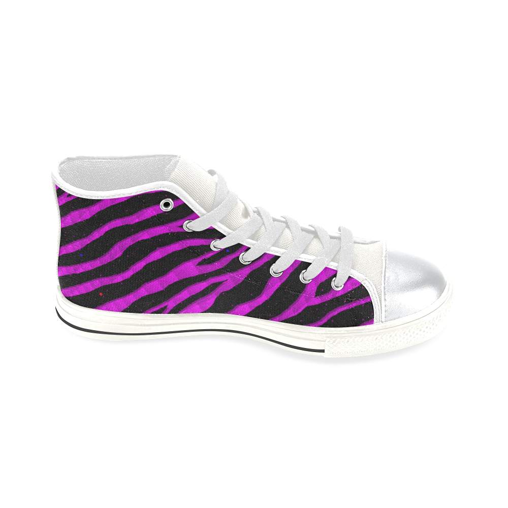 Ripped SpaceTime Stripes - Pink High Top Canvas Women's Shoes/Large Size (Model 017)