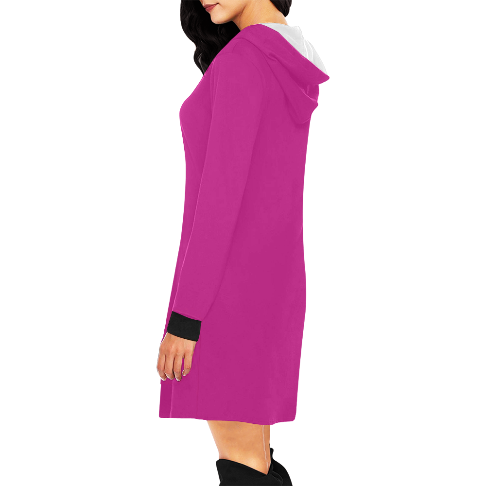 color medium violet red All Over Print Hoodie Mini Dress (Model H27)