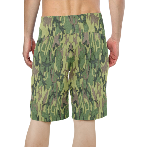 Military Camo Green Woodland Camouflage Men's All Over Print Board Shorts (Model L16)