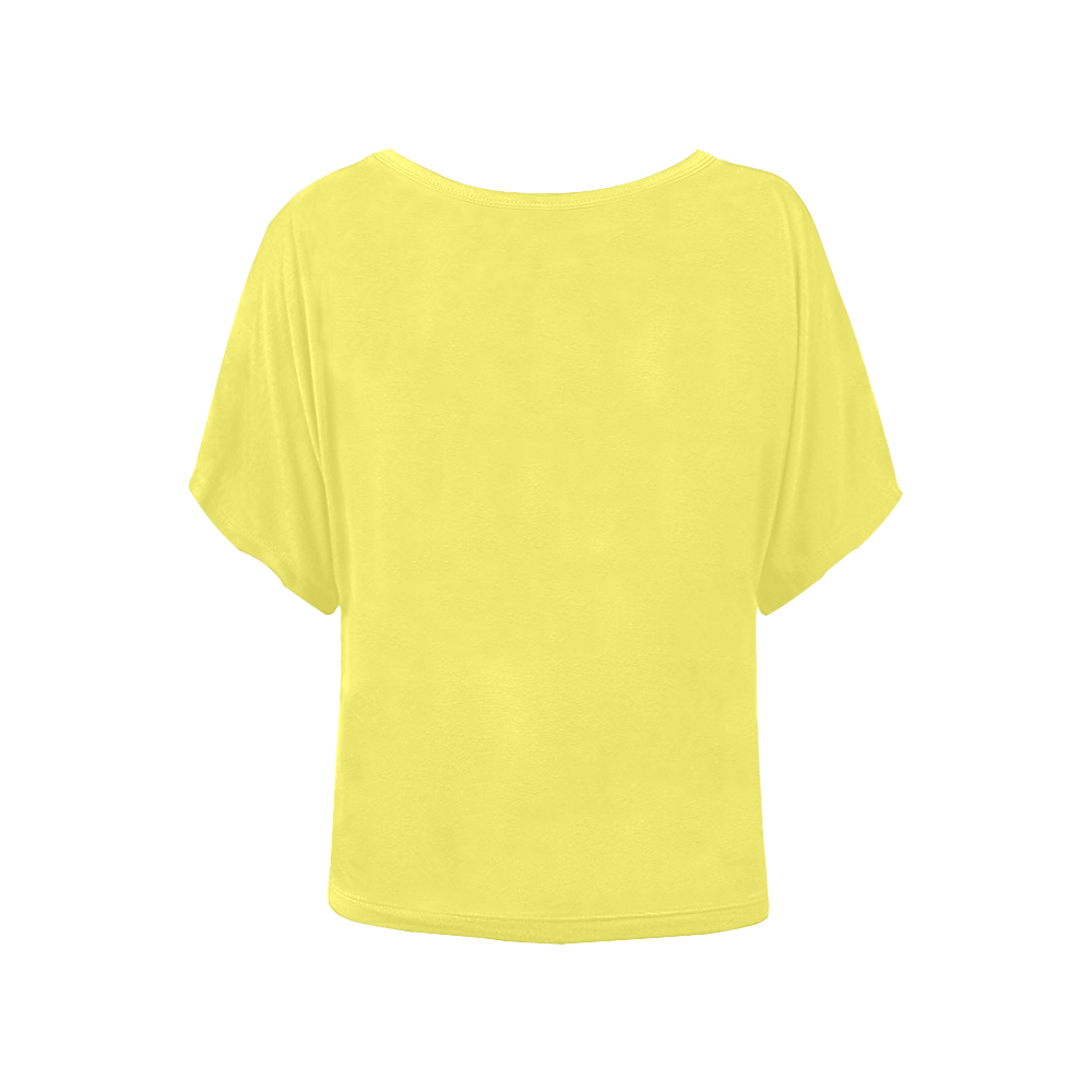 Darling Dahlia Flowers Yellow Solid Color Women's Batwing-Sleeved Blouse T shirt (Model T44)