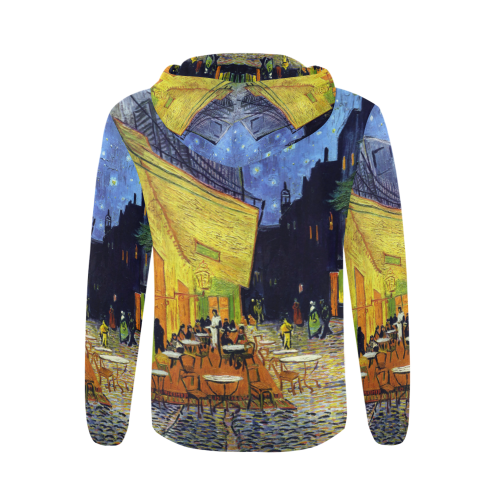 Vincent Willem van Gogh - Cafe Terrace at Night All Over Print Full Zip Hoodie for Men/Large Size (Model H14)