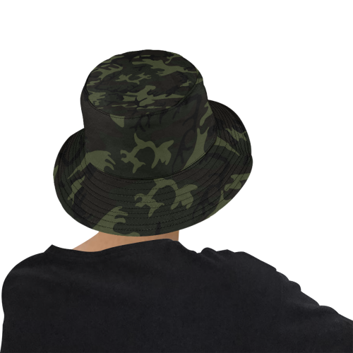 Camo Green All Over Print Bucket Hat for Men