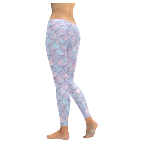 Mermaid Scales Women's Low Rise Leggings (Invisible Stitch) (Model L05)