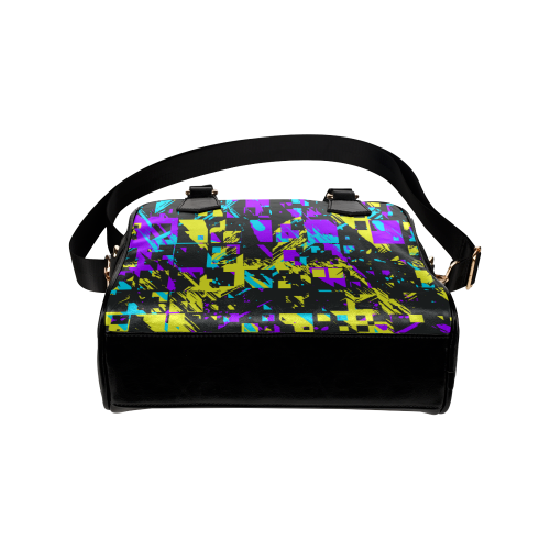 Purple yelllow squares Shoulder Handbag (Model 1634)