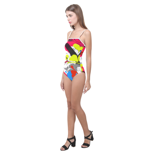 Colorful distorted shapes2 Strap Swimsuit ( Model S05)
