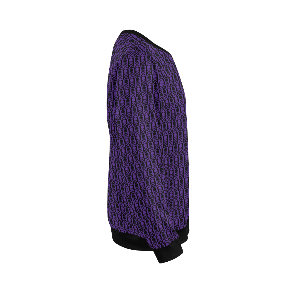 Gothic style Purple & Black Skulls All Over Print Crewneck Sweatshirt for Men (Model H18)