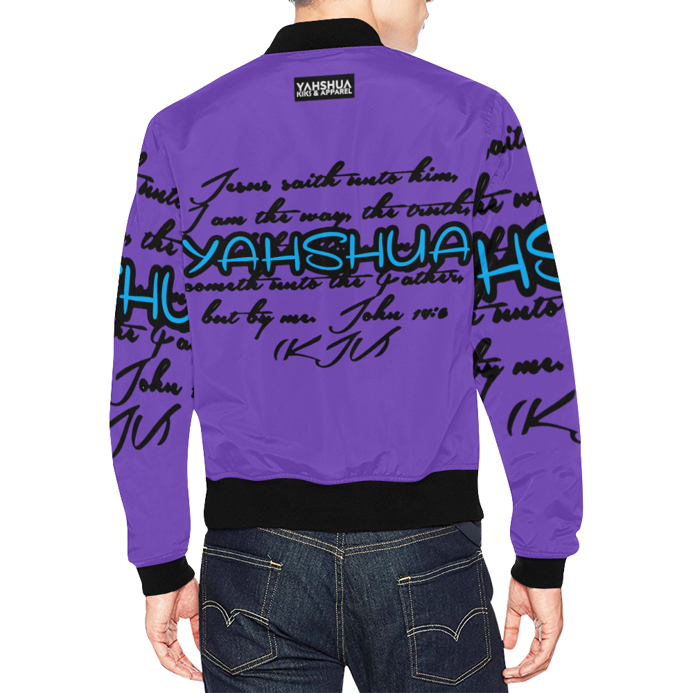 Yahshua Purple All Over Print Bomber Jacket for Men (Model H19)