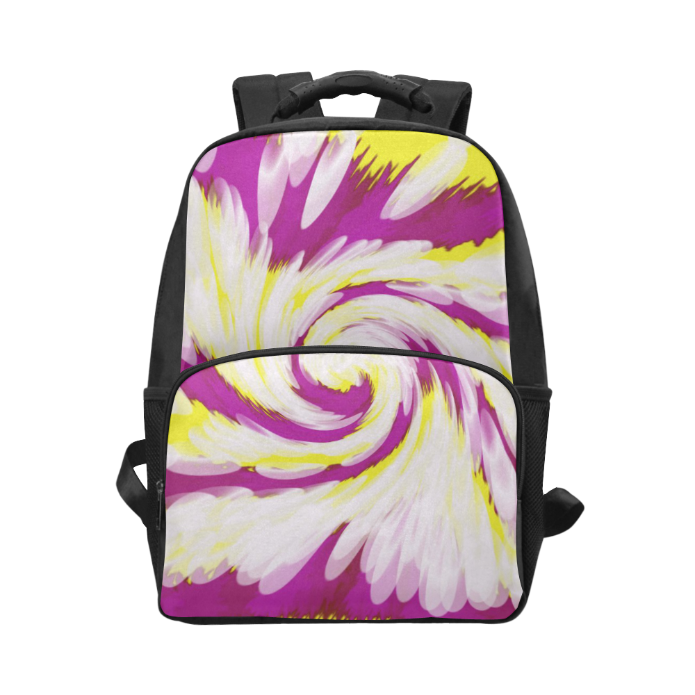 Pink Yellow Tie Dye Swirl Abstract Unisex Laptop Backpack (Model 1663)