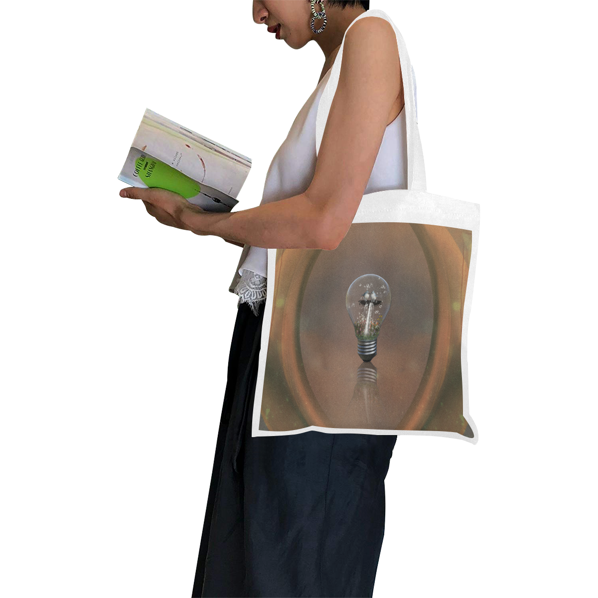 Light bulb with birds Canvas Tote Bag/Small (Model 1700)