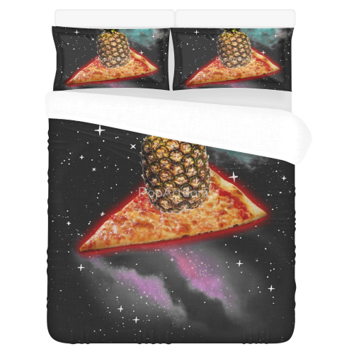Galaxy pizza pineapple 3-Piece Bedding Set