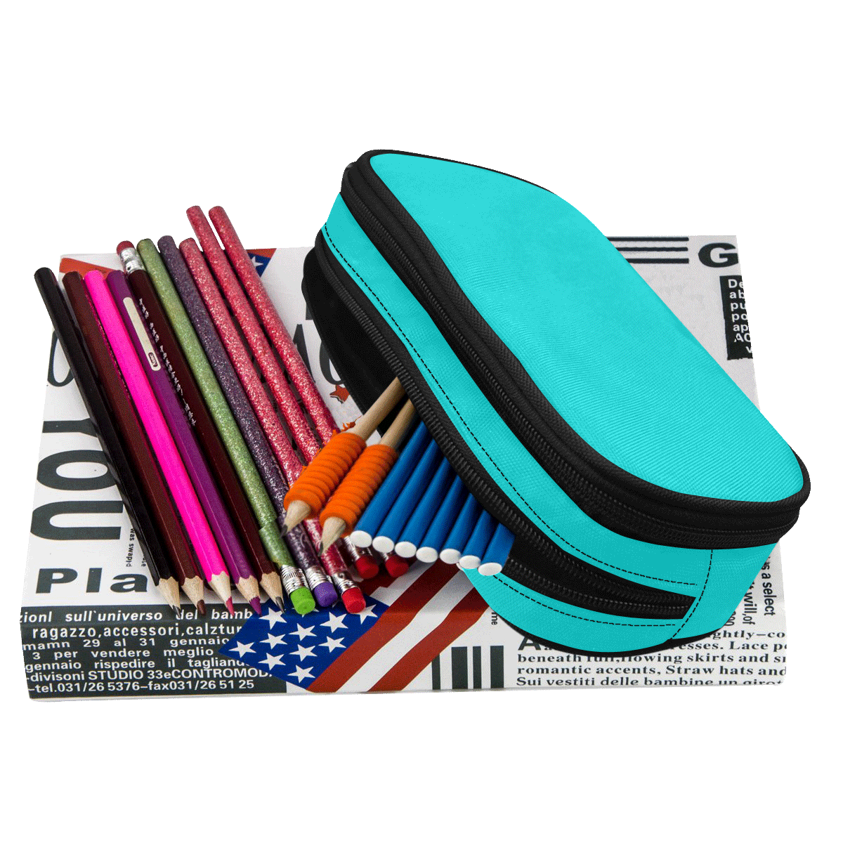 color dark turquoise Pencil Pouch/Large (Model 1680)