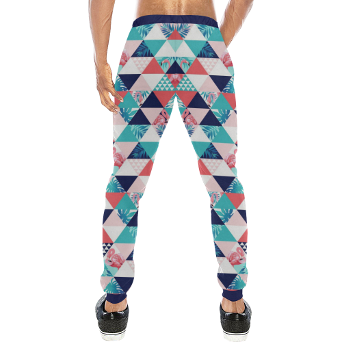 Flamingo Triangle Pattern Men's All Over Print Sweatpants (Model L11)