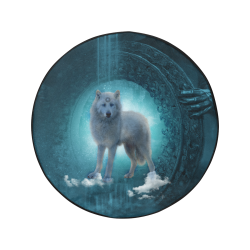 Wonderful white wolf in the night 34 Inch Spare Tire Cover