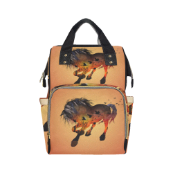 Awesome horse with birds Multi-Function Diaper Backpack/Diaper Bag (Model 1688)