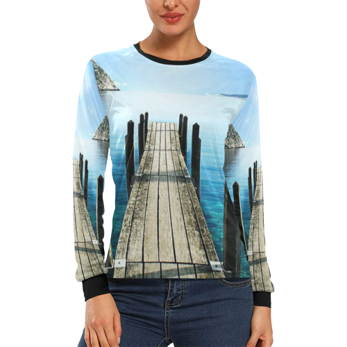 nature-background Women's All Over Print Long Sleeve T-shirt (Model T51)