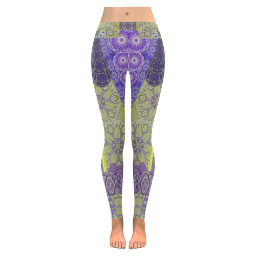 arabesques purple Women's Low Rise Leggings (Invisible Stitch) (Model L05)