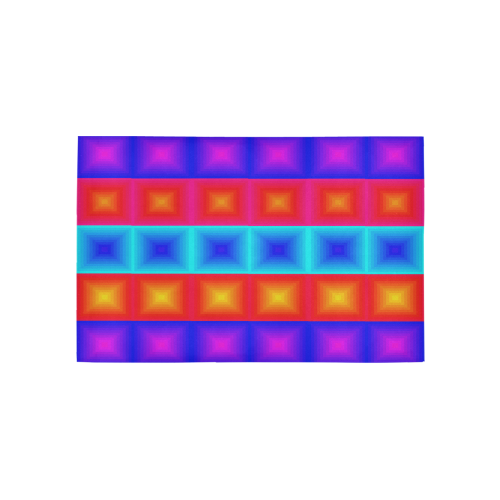 Red yellow blue orange multicolored multiple squares Area Rug 5'x3'3''