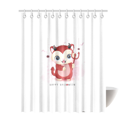 Happy Halloween Cute Devil Kitty Shower Curtain 72"x84"