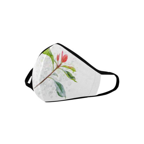 3 colors leaves, red blue green. Floral watercolor Mouth Mask
