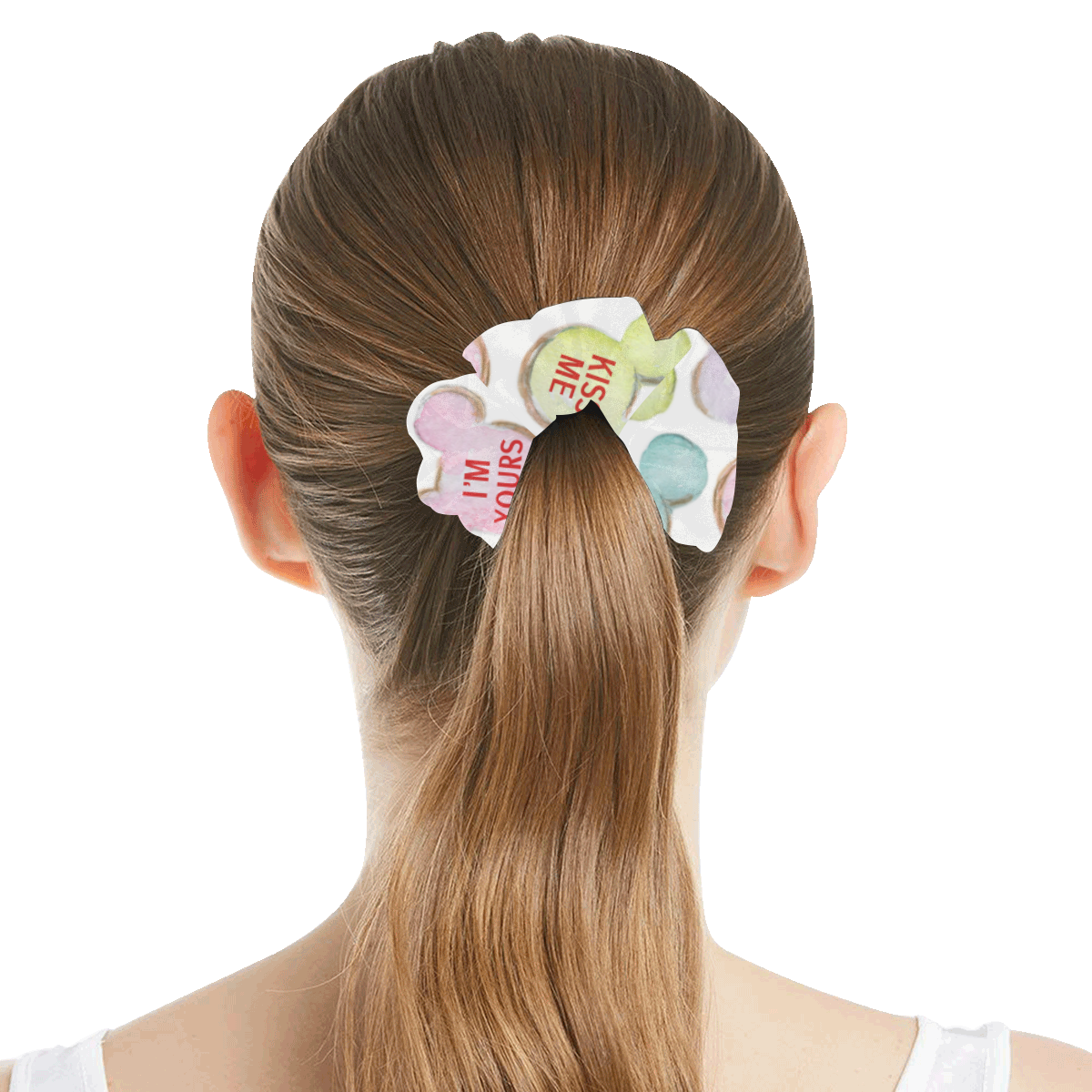 mickeylovecandyheartsclearhairtie All Over Print Hair Scrunchie