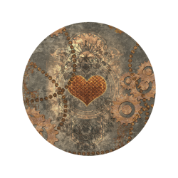 Steampuink, rusty heart with clocks and gears Circular Ultra-Soft Micro Fleece Blanket 60"
