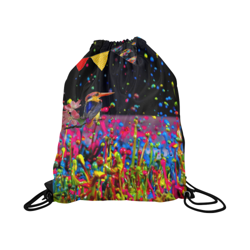 Kingfisher in a Paintscape Large Drawstring Bag Model 1604 (Twin Sides)  16.5"(W) * 19.3"(H)