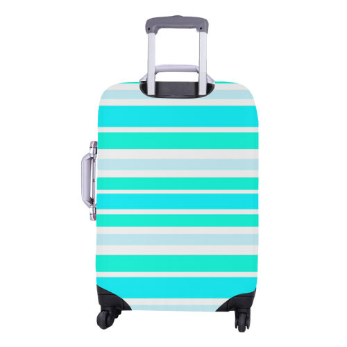 Turquoise Green Stripes Luggage Cover/Medium 22"-25"