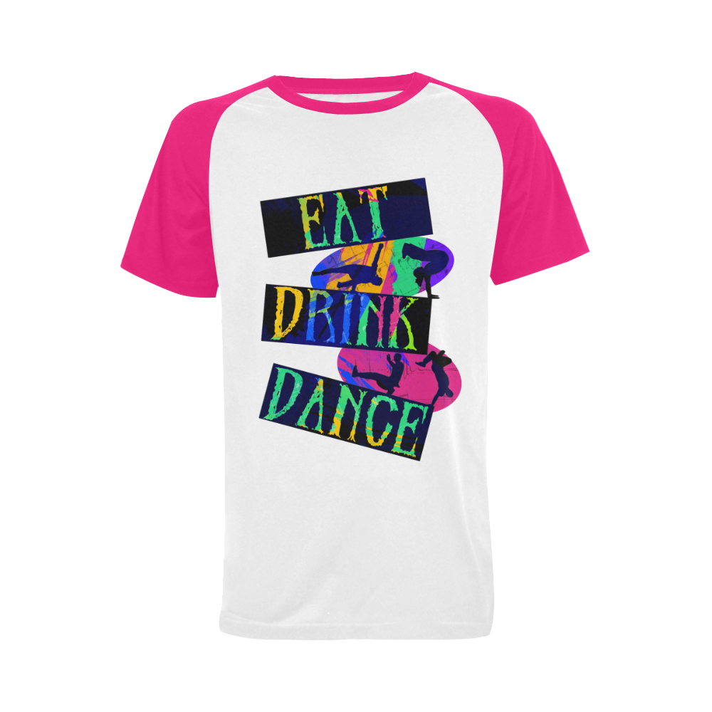 Break Dancing Colorful / Pink Men's Raglan T-shirt Big Size (USA Size) (Model T11)