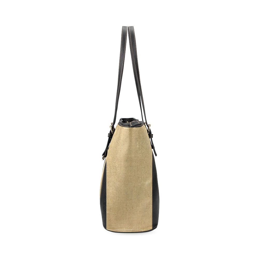 Burlap Coffee Sack Leather Tote Bag/Large (Model 1640)