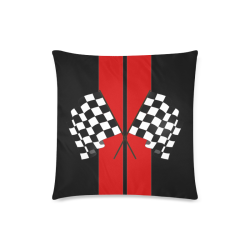 Race Car Stripe, Checkered Flag, Black and Red Custom Zippered Pillow Case 18"x18"(Twin Sides)