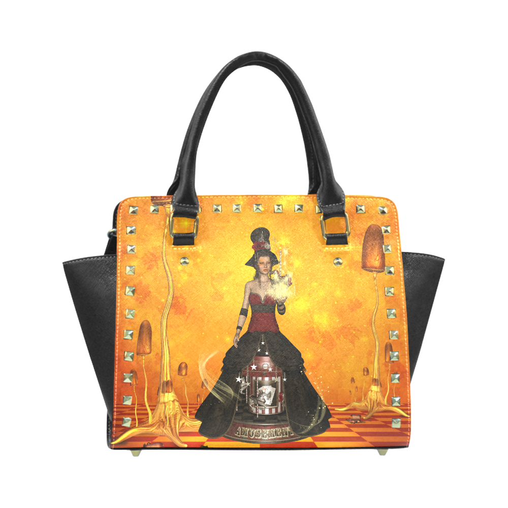 Fantasy women with carousel Rivet Shoulder Handbag (Model 1645)