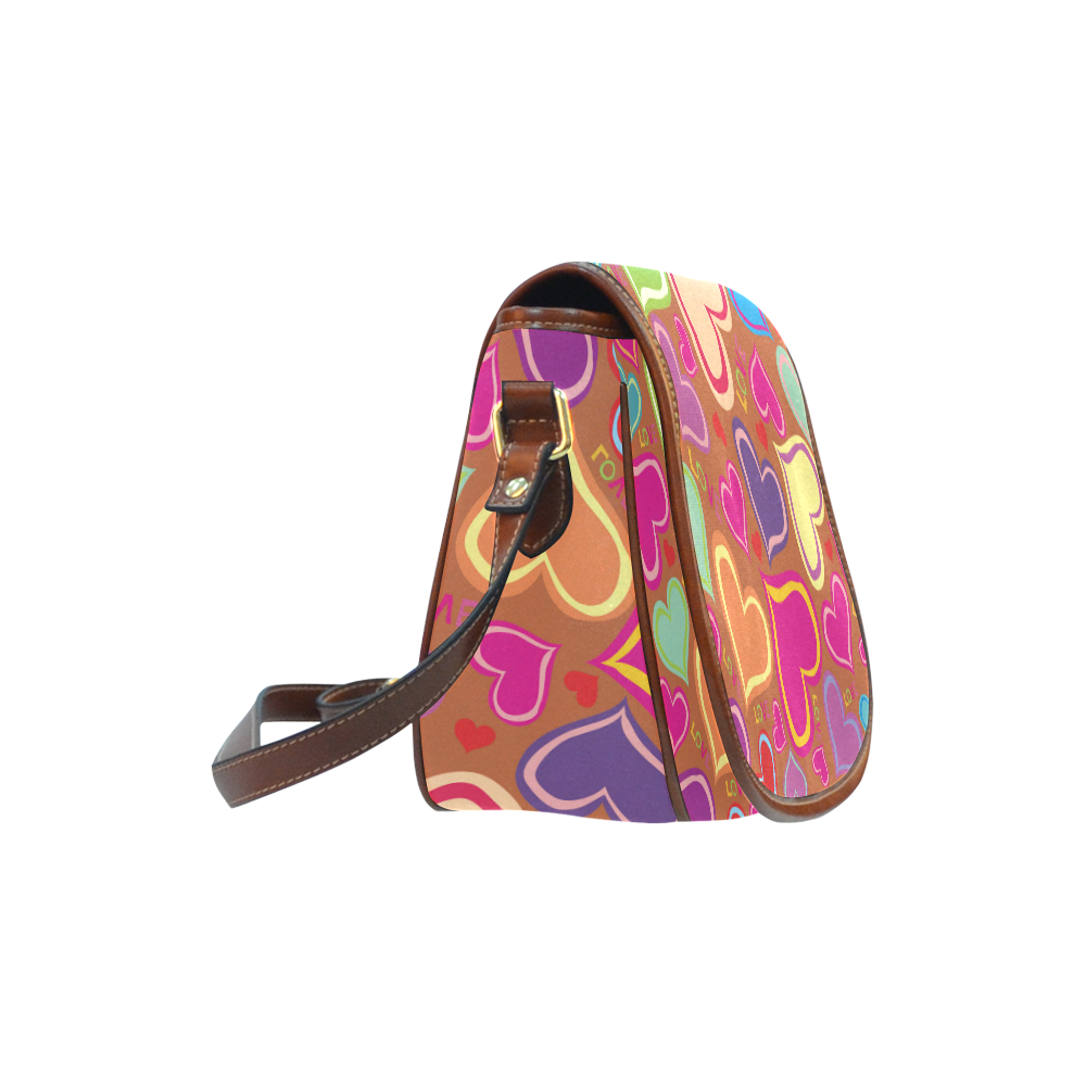 cute hearts background Saddle Bag/Large (Model 1649)