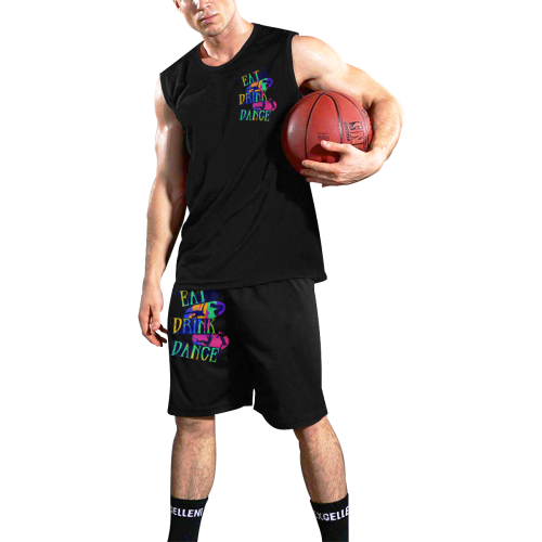 Break Dancing Colorful / Black All Over Print Basketball Uniform