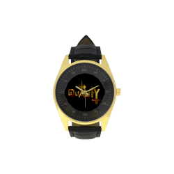 Duality Bloody Men's Golden Leather Strap Watch(Model 210)