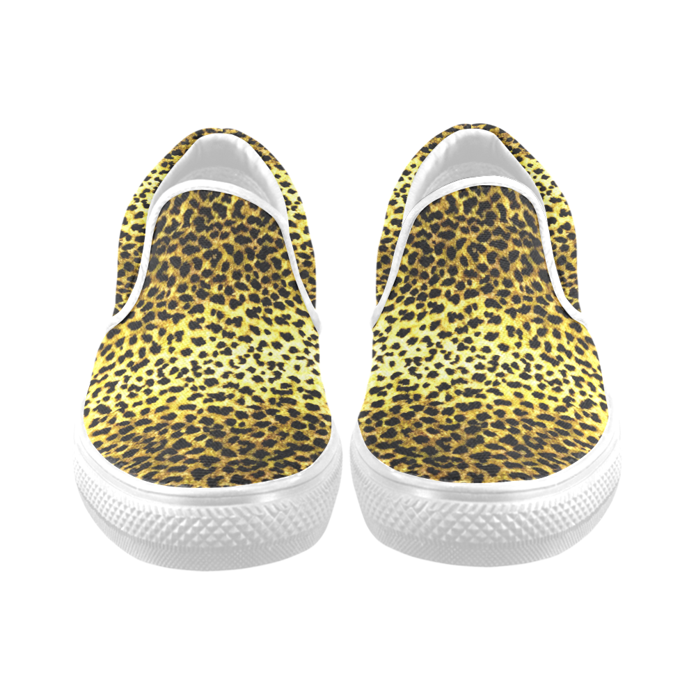 LEOPARD print white trim Slip-on Canvas Shoes for Men/Large Size (Model 019)