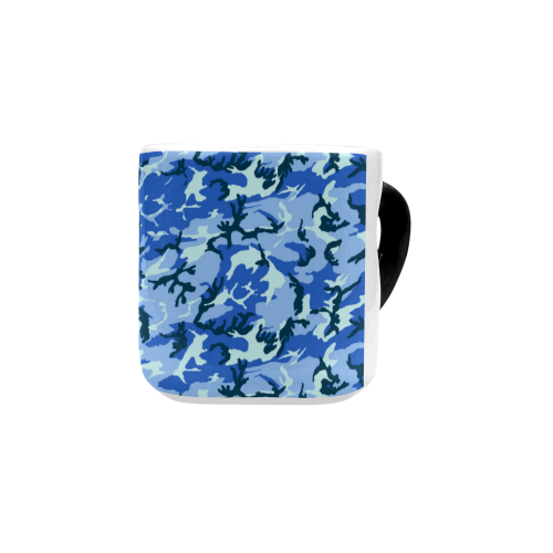 Woodland Blue Camouflage Heart-shaped Morphing Mug