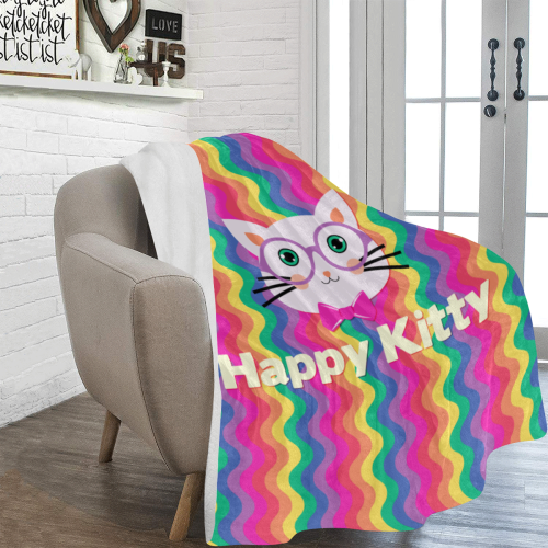 Happy kitty Ultra-Soft Micro Fleece Blanket 60"x80"