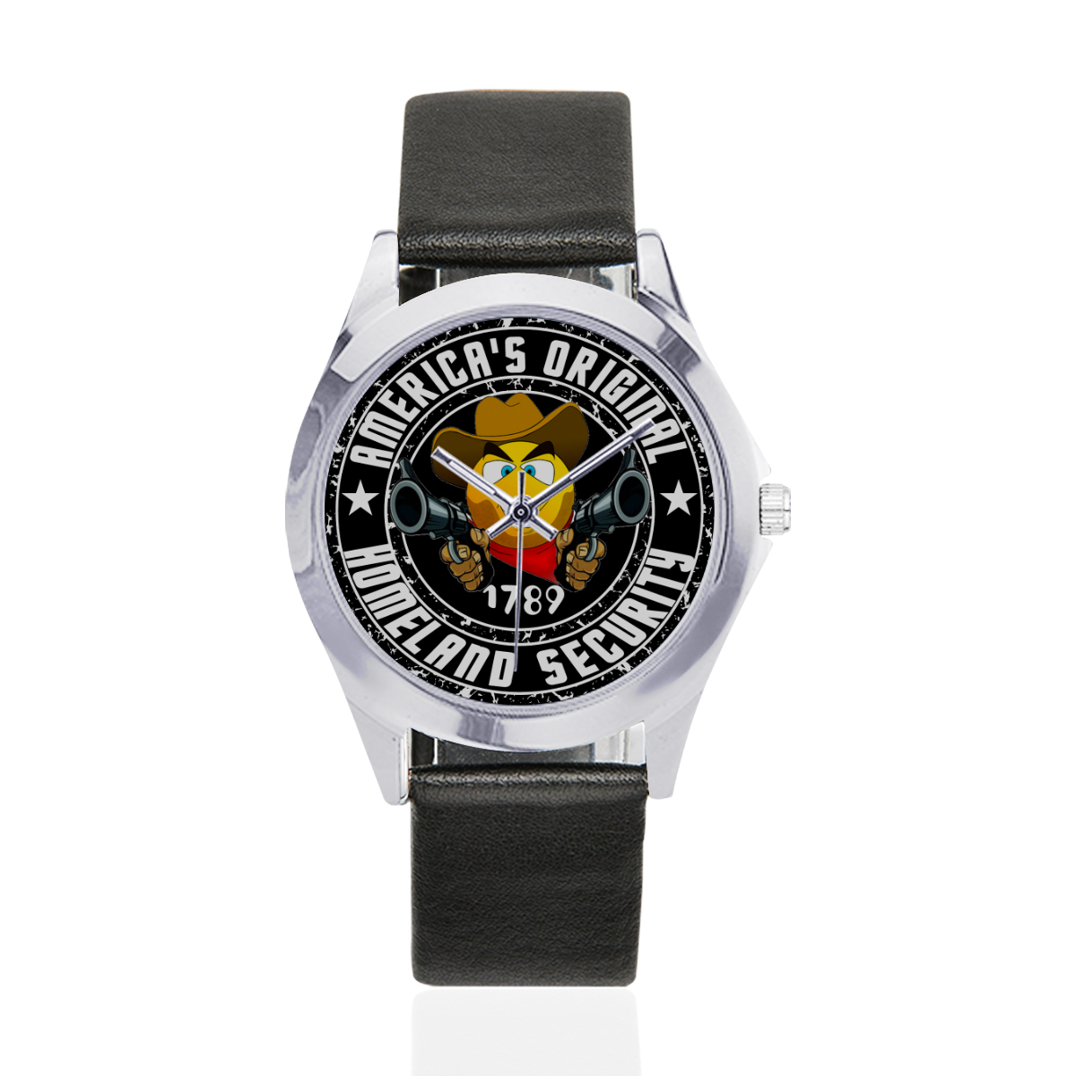 Homeland Security Unisex Silver-Tone Round Leather Watch (Model 216)