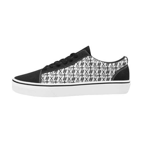 NUMBERS Collection Symbols White/Black Men's Low Top Skateboarding Shoes (Model E001-2)