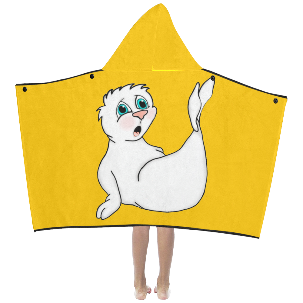 Surprised Seal Yellow Kids' Hooded Bath Towels