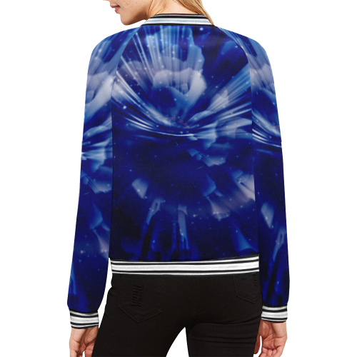 Shattering blue vortex All Over Print Bomber Jacket for Women (Model H21)