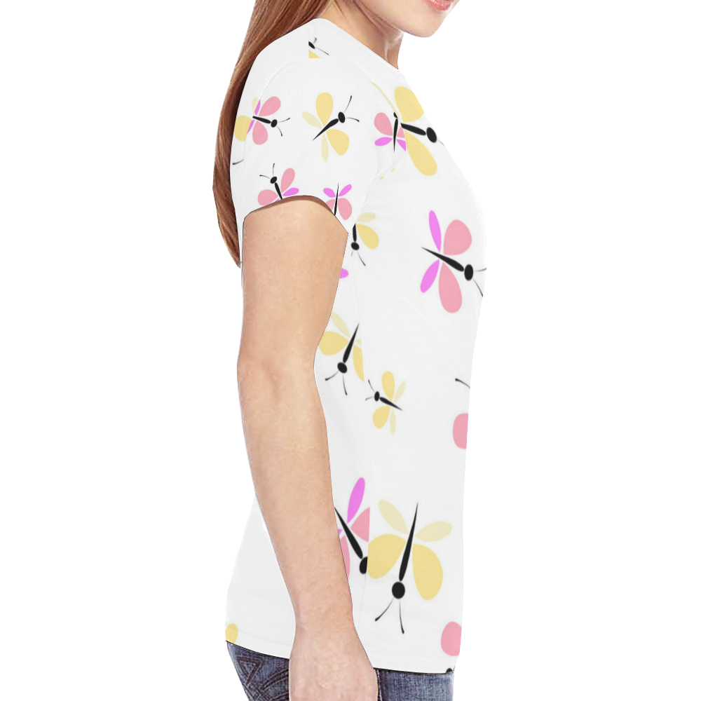 Watercolor Butterflies New All Over Print T-shirt for Women (Model T45)