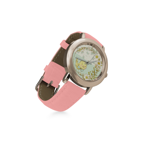 Little Cute Birdie Women's Rose Gold Leather Strap Watch(Model 201)