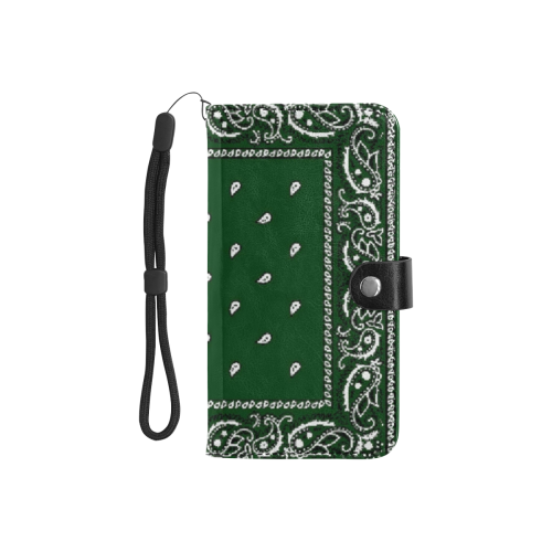 KERCHIEF PATTERN GREEN Flip Leather Purse for Mobile Phone/Small (Model 1704)