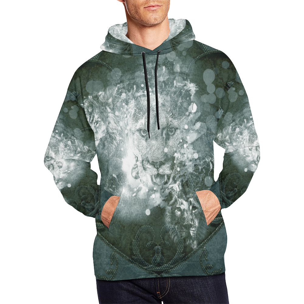 White lion All Over Print Hoodie for Men (USA Size) (Model H13)