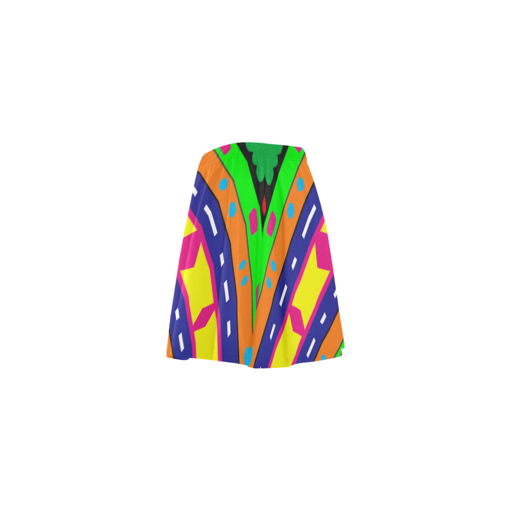 Distorted colorful shapes and stripes Mini Skating Skirt (Model D36)