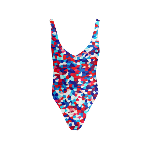 geometric pattern Sexy Low Back One-Piece Swimsuit (Model S09)