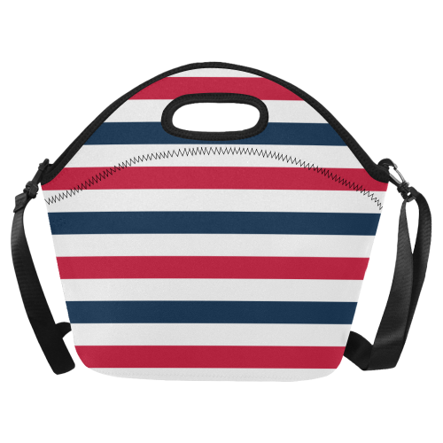 stripesbluegraywhite copy Neoprene Lunch Bag/Large (Model 1669)