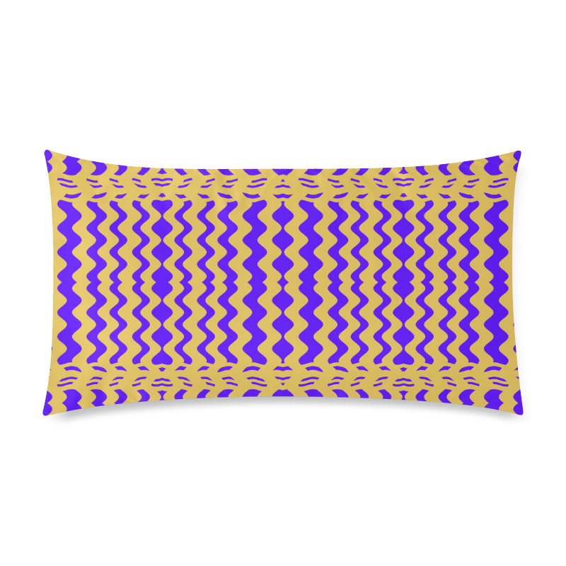 Purple Yellow Modern  Waves Lines Custom Rectangle Pillow Case 20"x36" (one side)