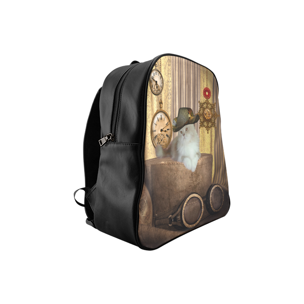 Funny steampunk cat School Backpack (Model 1601)(Small)